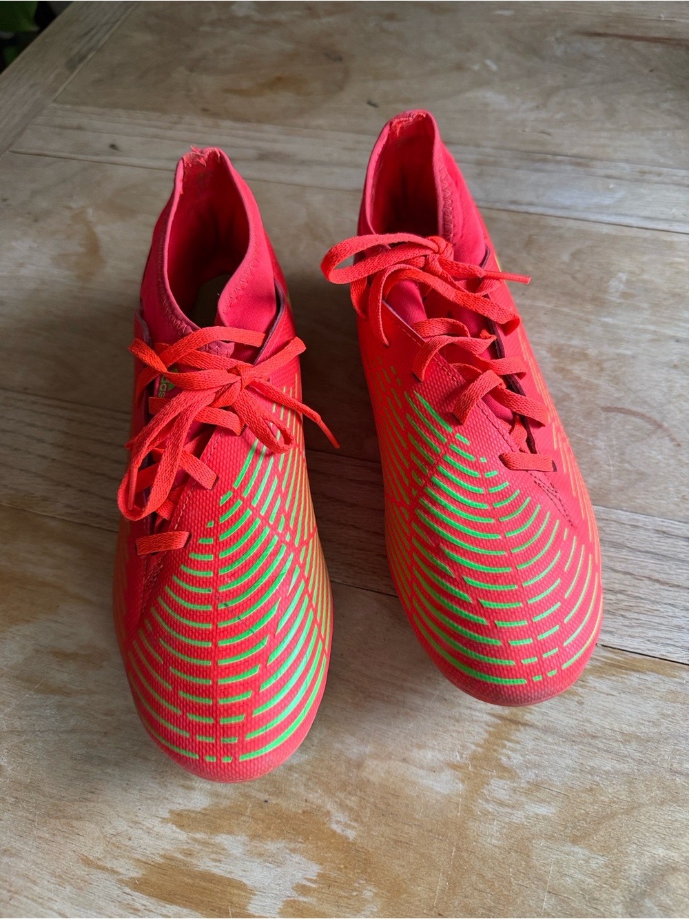 adidas Bright Red Kids Sneakers with Neon Green Accents
